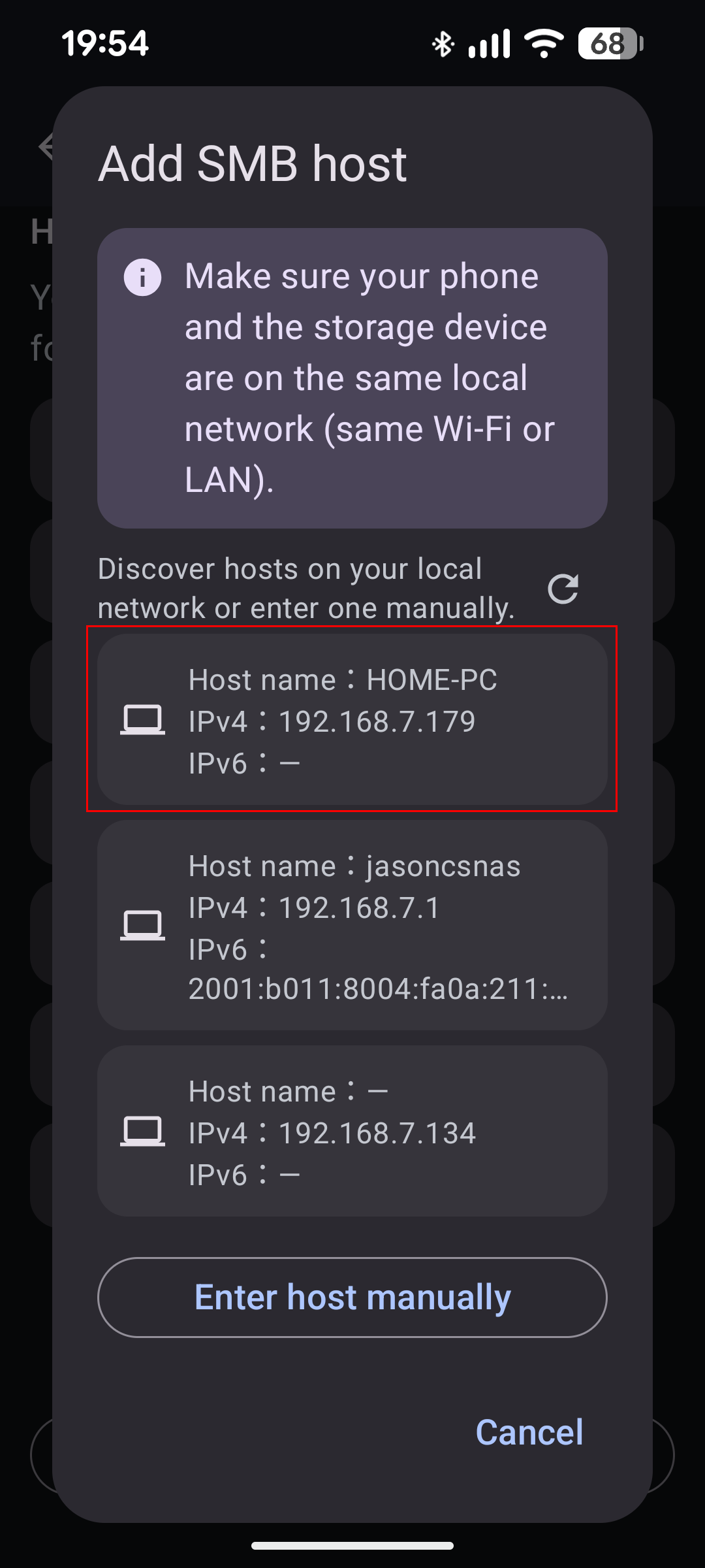 Host discovered