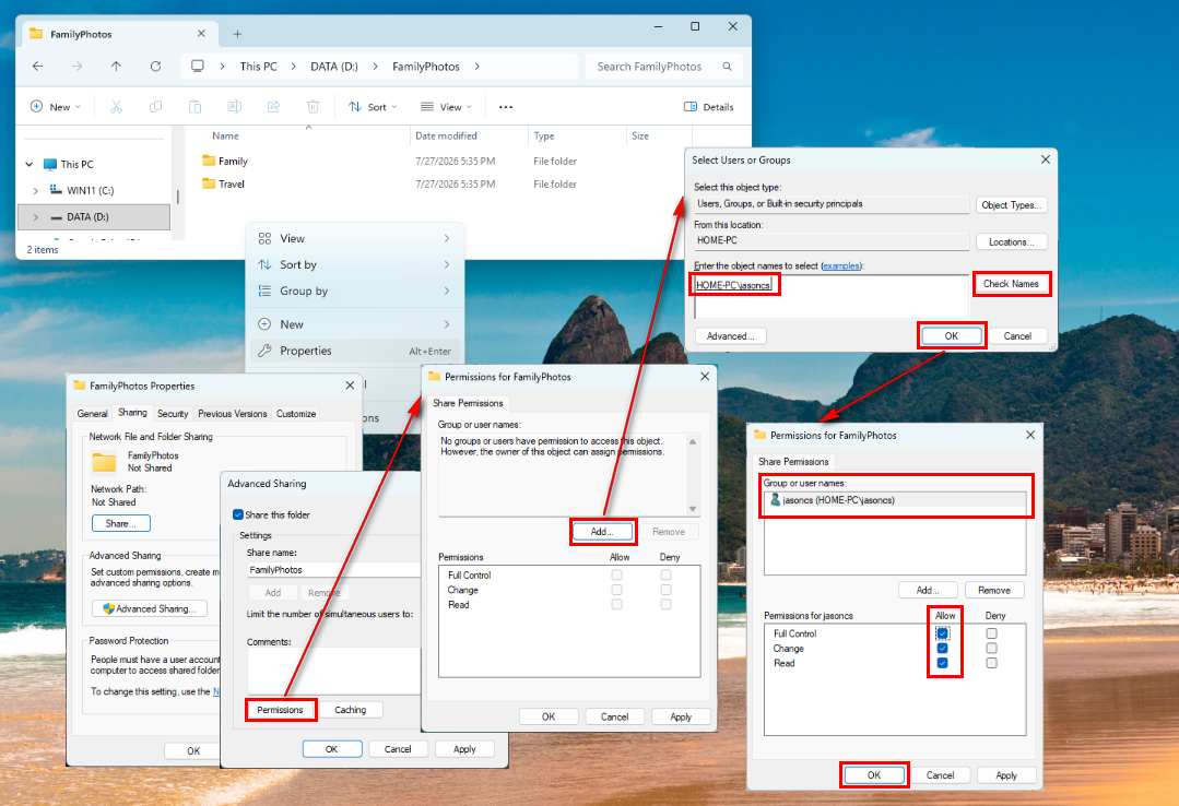 Share permissions