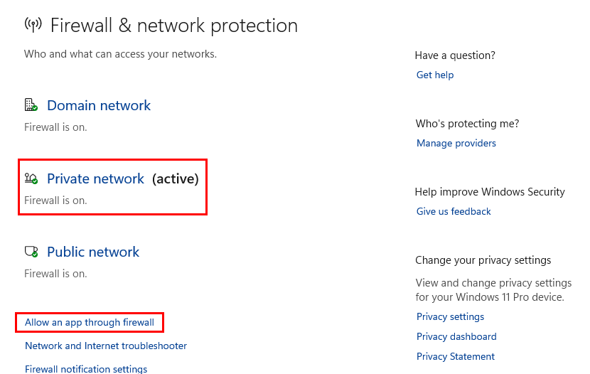 Firewall allow list