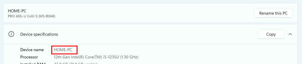Device name